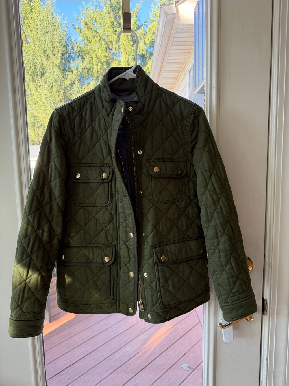 J. Crew Quilted Field Jacket in Olive